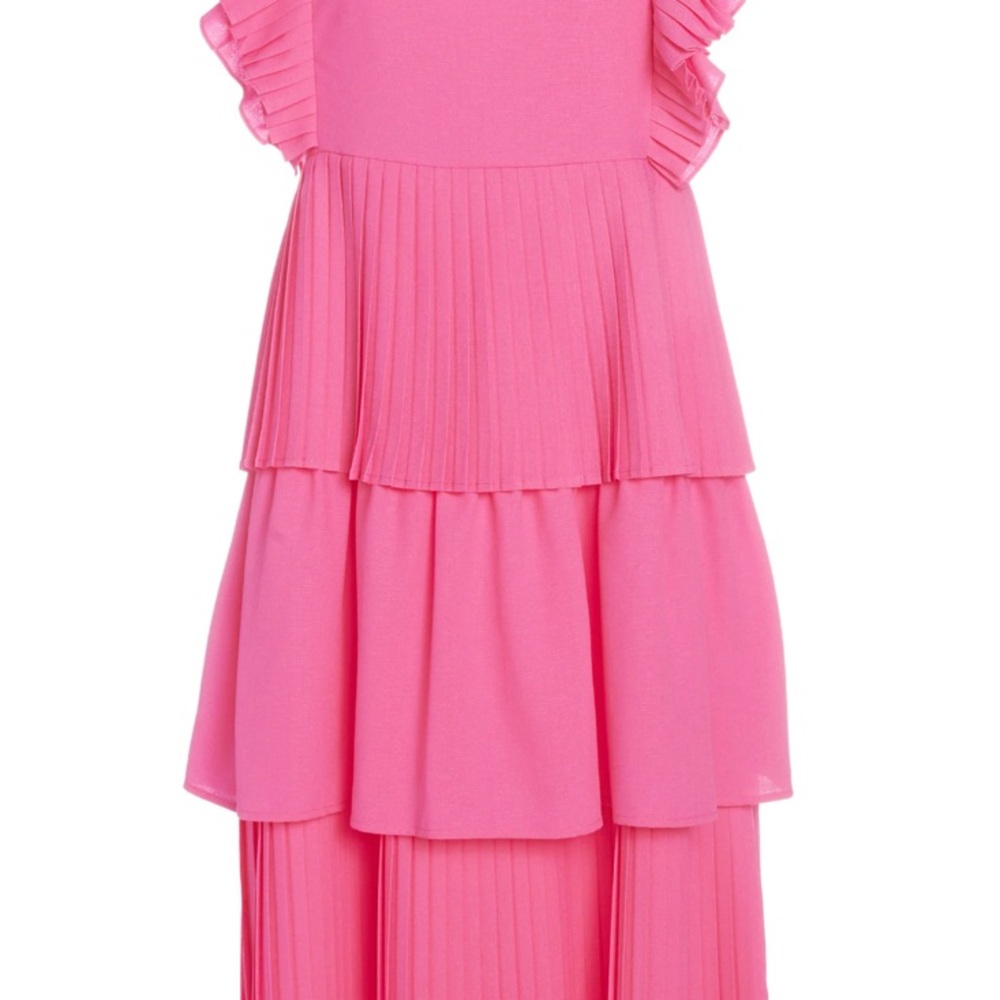 Crosby by Mollie Burch Pink Tiered Midi Dress Sleeveless